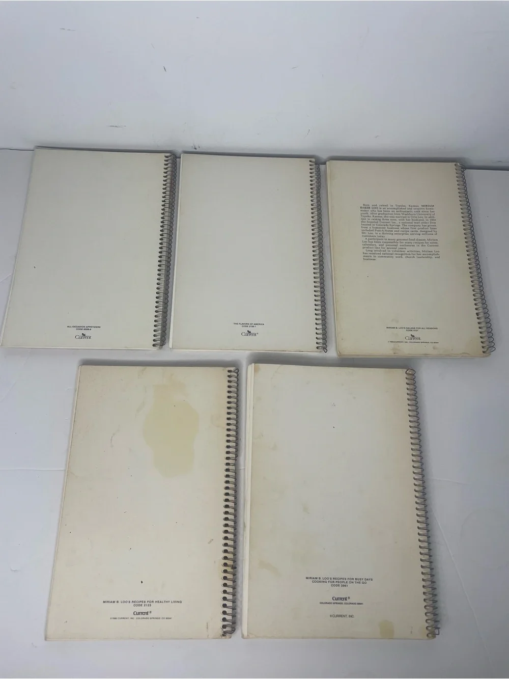 Lot of 5 Vintage Current Miriam B. Loo Cookbooks Spiral Bound 80s